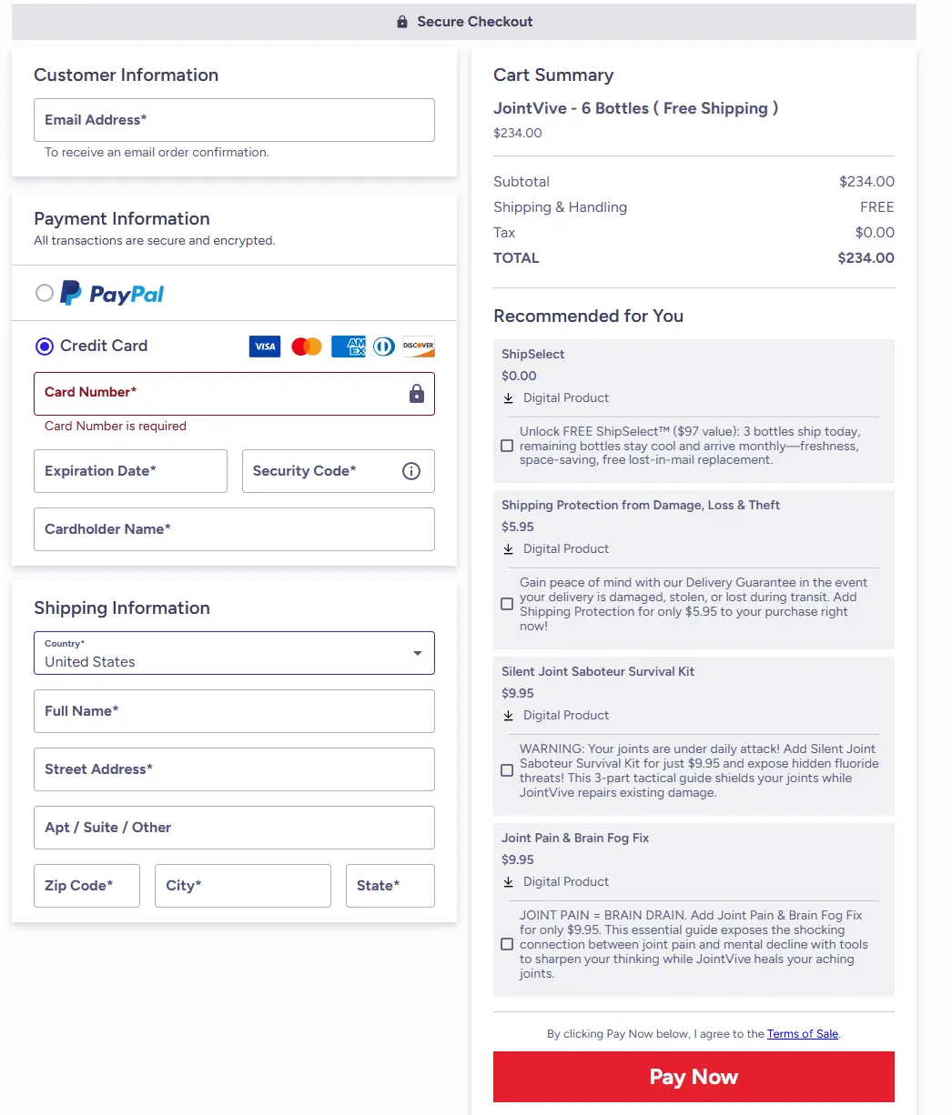 JointVive Cart Section